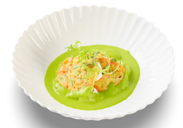 Драники из цукини и риетом из угря