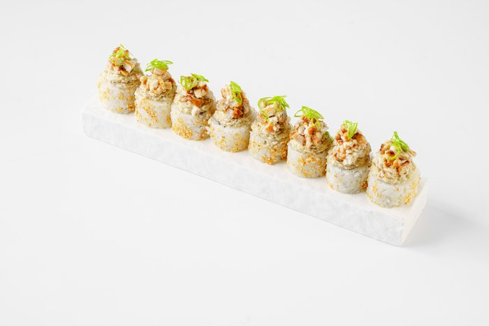 Запеченный с трюфельным кремом и угрем