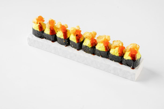 Запеченный с креветкой и соусом пармезан